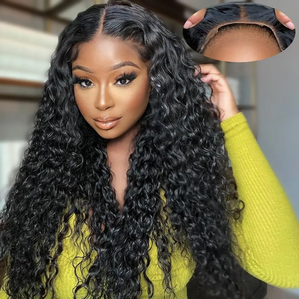 Glueless Wigs Human Hair 13*4 Water Wave Lace Front Wig Pre Plucked Pre Cut HD Transparent Lace No Glue Ready to Wear Wigs
