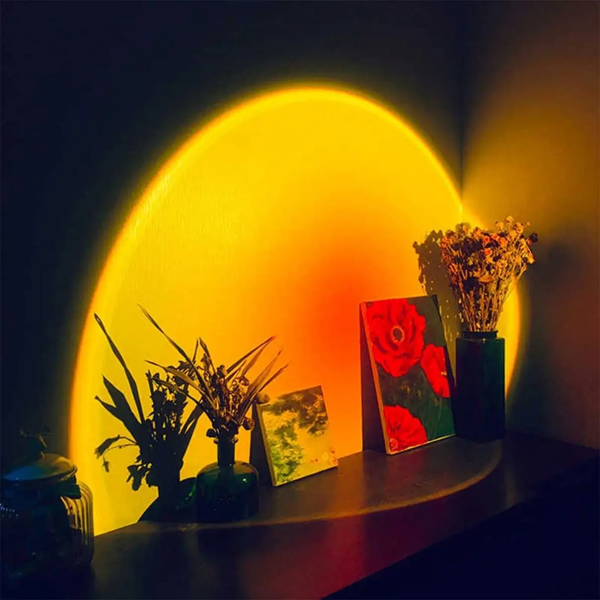 modern neon plastic bar rechargeable led remote control night sunset table lamp