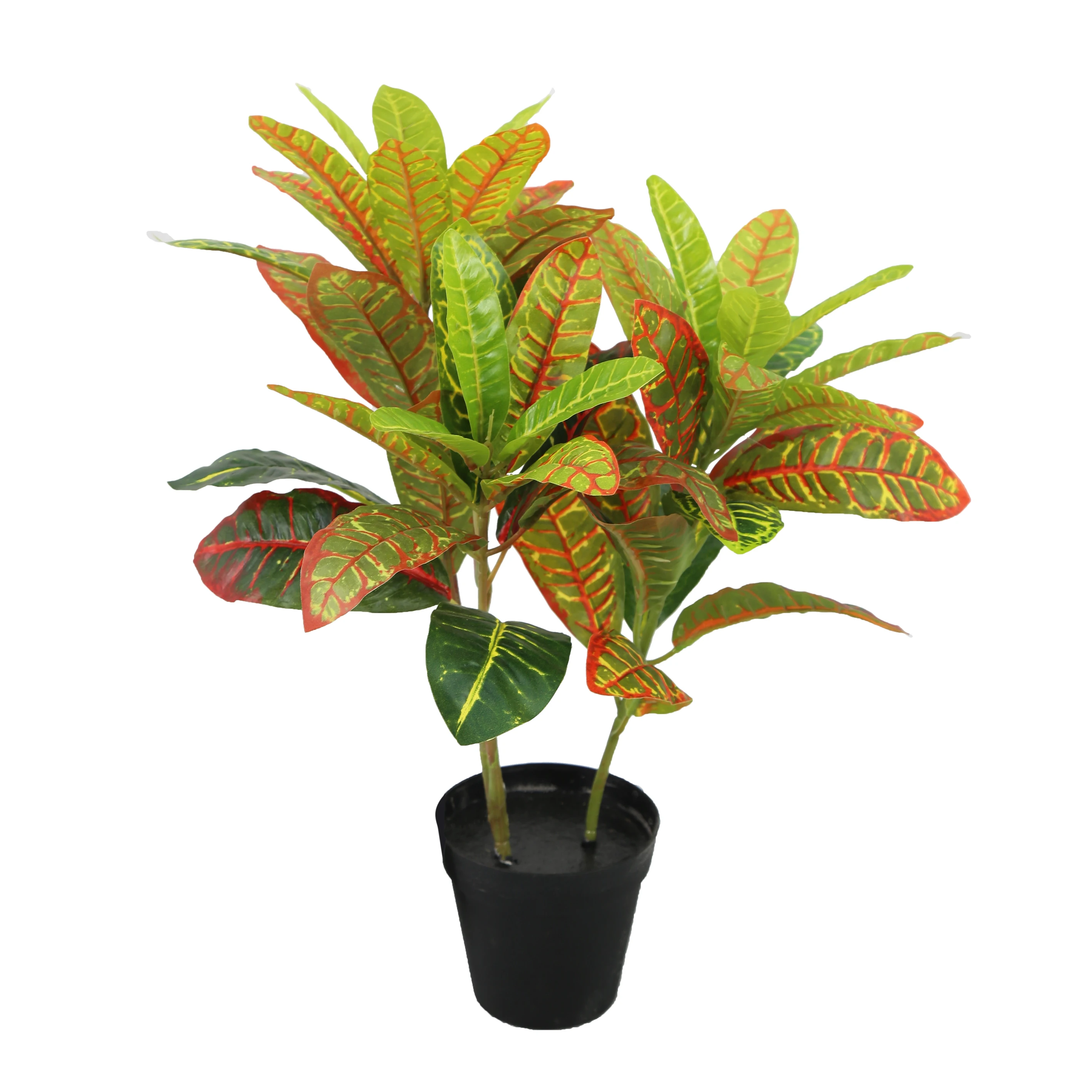 Factory Wholesale Faux Bonsai Tabletop Indoor Artificial Croton Codiaeum Variegatum Plant Tree For Home & Garden Decoration