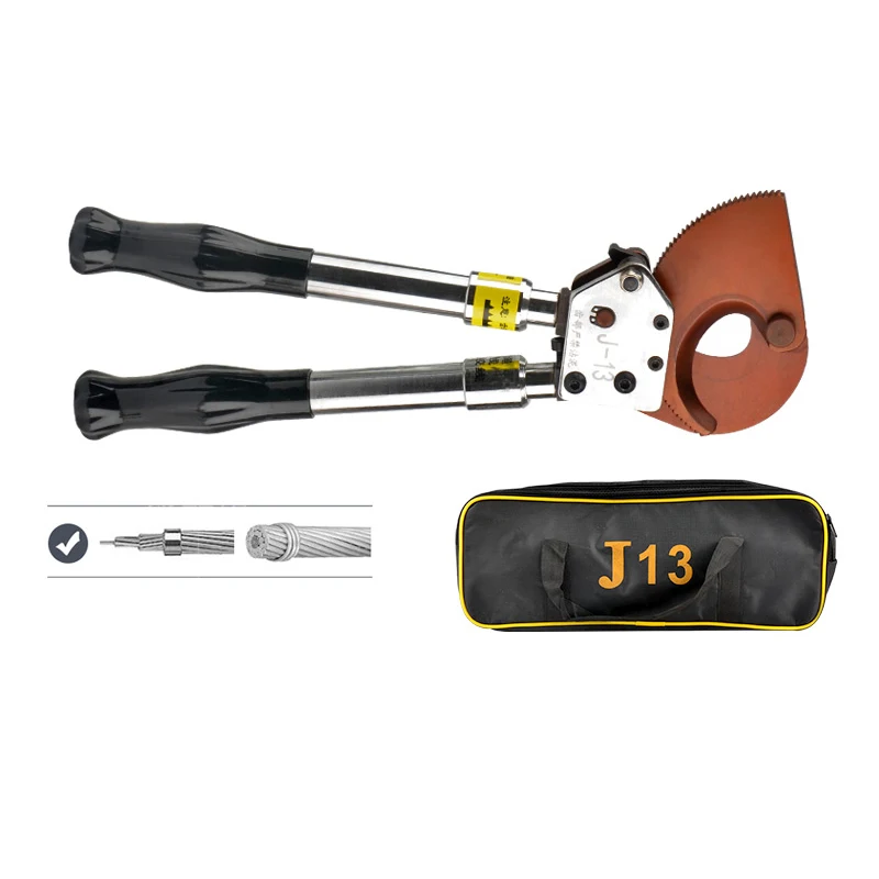 J-13 Power Construction Machines And Tools Hand Copper&aluminum Ratchet Cable Cutter Universal Shear For Steel Strands