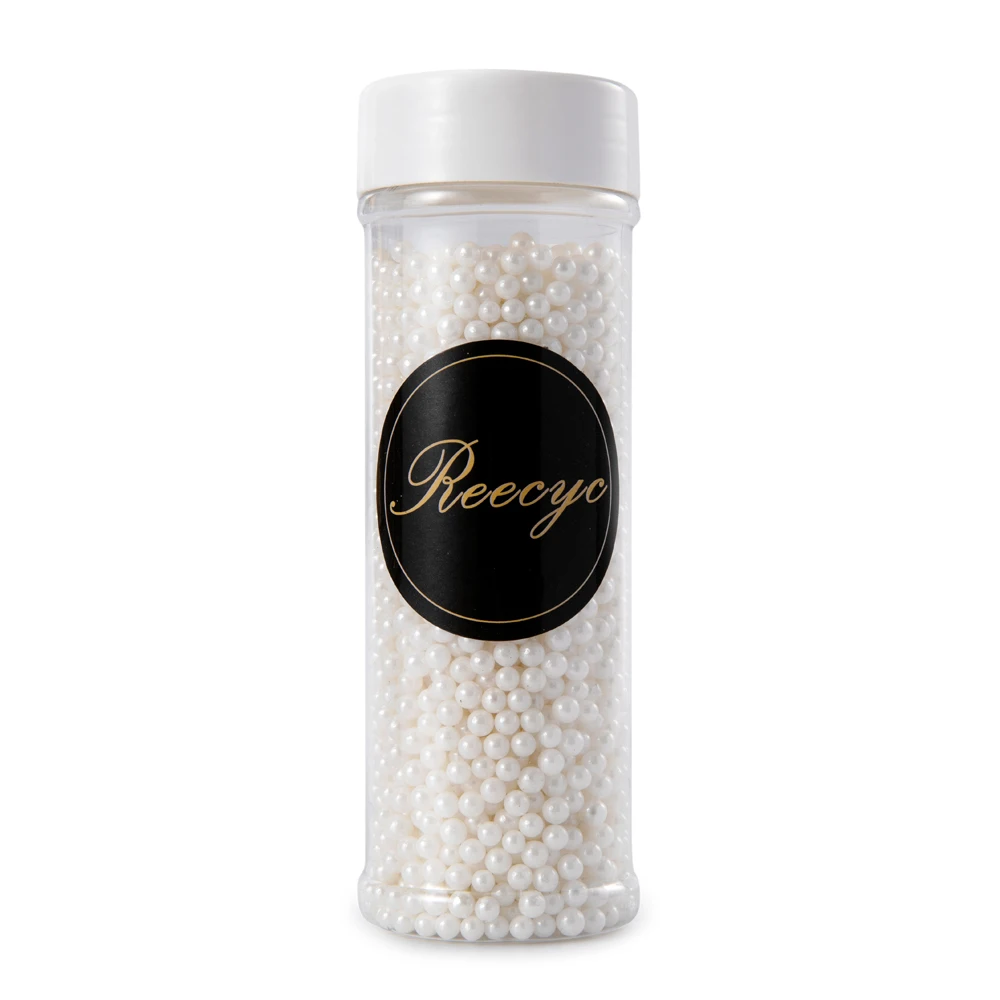 Оптовая продажа, украшения для выпечки, 130 г, белые сахарные бусины, 4 мм, принадлежности для десертов, инструменты для выпечки, сахарный жемчуг