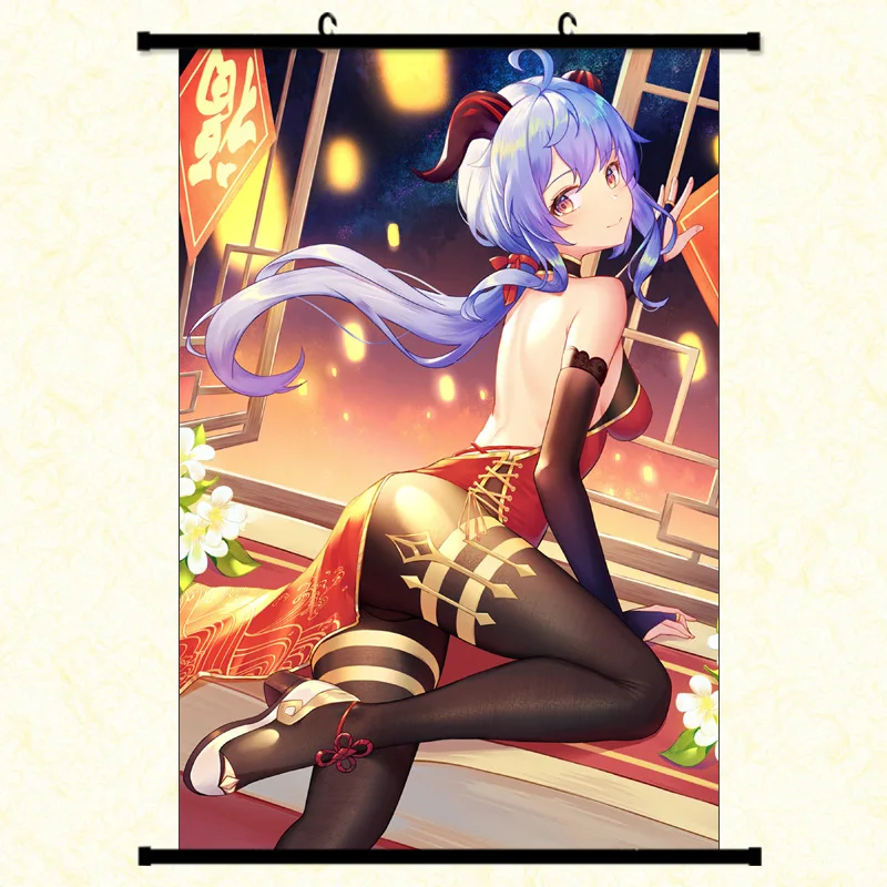 Wholesale 40*60CM Anime Game Genshin Impact Cartoon Character Poster Hanging Painting Anime Scroll