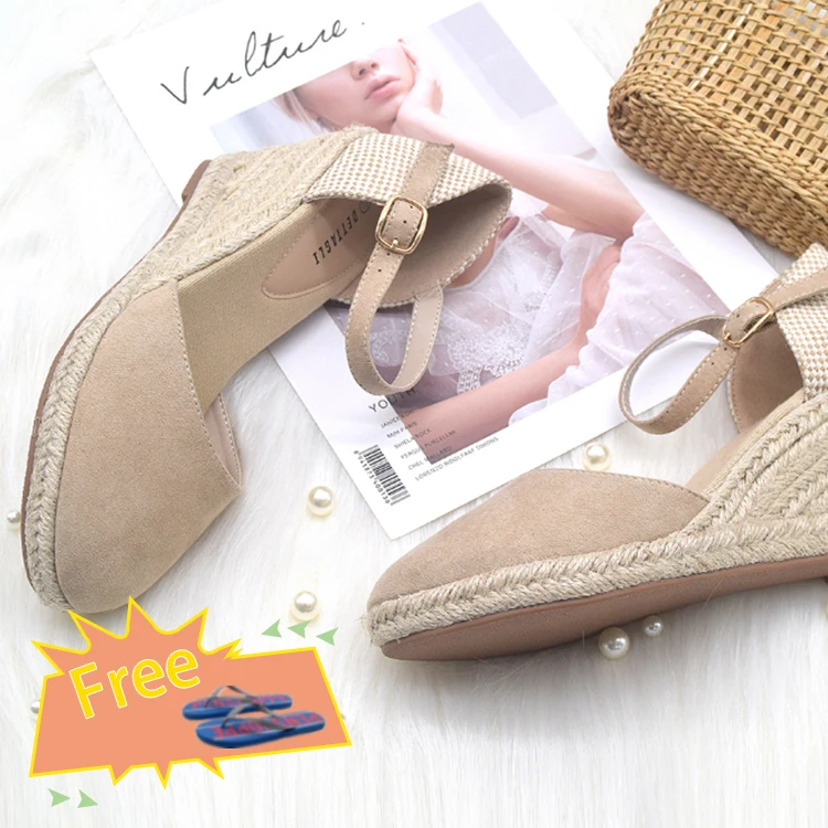 Good quality closed toe soft insole female wedge sandals casual espadrilles shoes for women and ladies