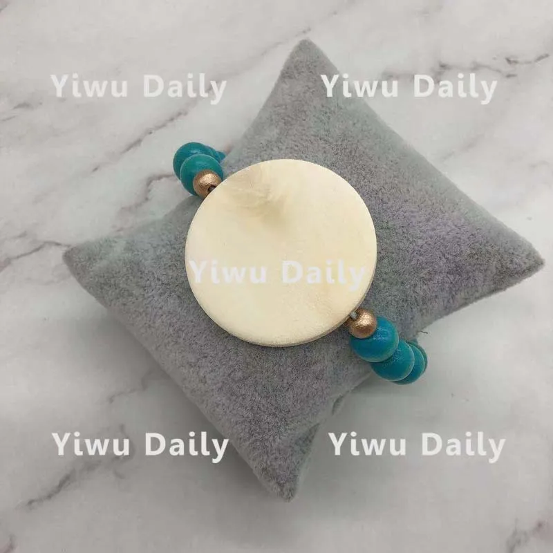 Monogram Wood Disc Wooden Beads Pearl Beaded