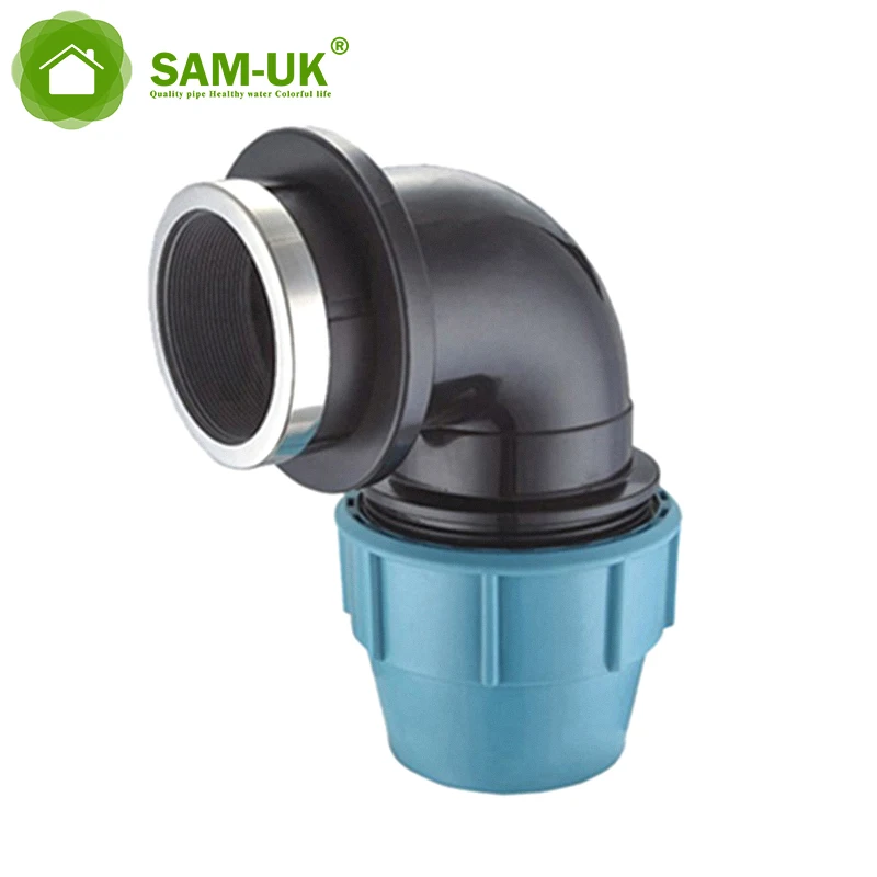 SAM-UK factory produce can custom pp compression female threaded elbow plastic flange adapter pipe fittings