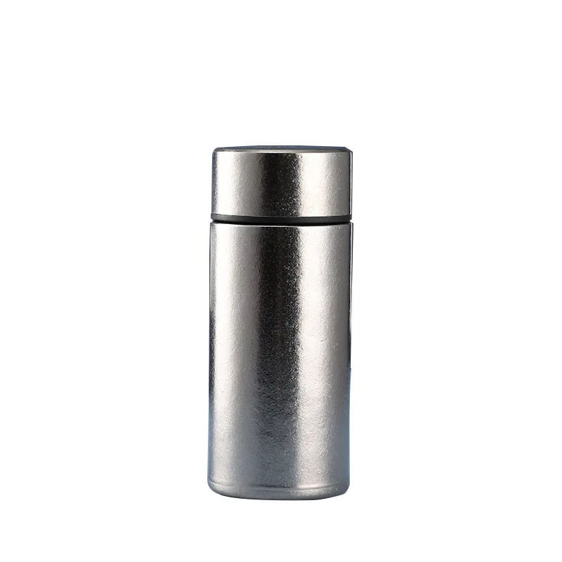 Double-deck 200ml present vacuum keep hot insulated pure titanium water bottle
