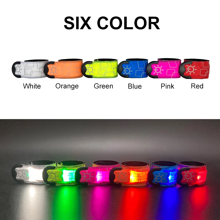 BSCI Factory Audit Custom Brand Logo Night Walking Safety Warning Led Slap Wristband Flashing Band Glow in the dark Sport Band