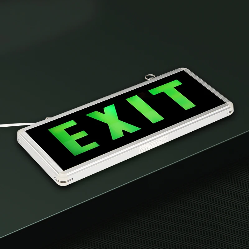 Fire safety escape emergency exit sign plate factory customized pattern 3w emergency lighting sign light