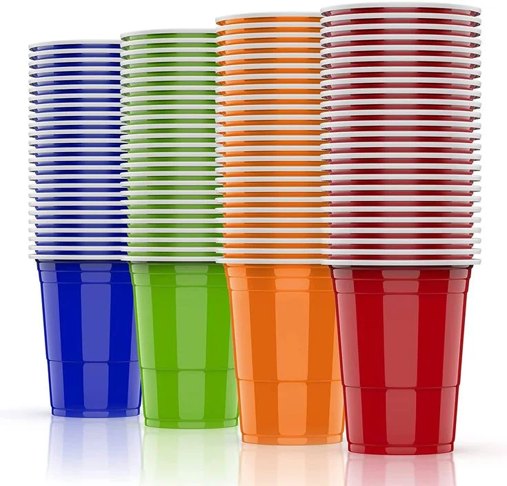 16oz Plastic Disposable Beer Pong Party Cups Plastic PP Solo Cup Mixed Color Drinking Beverage Cups