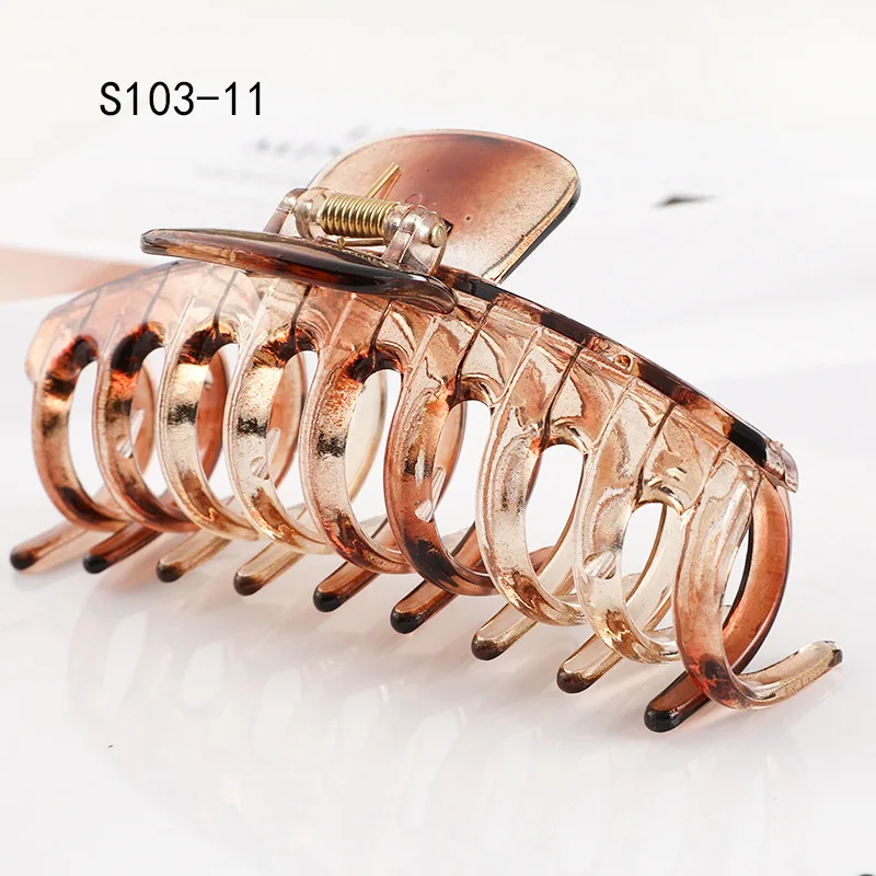 wholesale large hair grab newest design women matte hair claws crystal color transparent leopard print hairpin