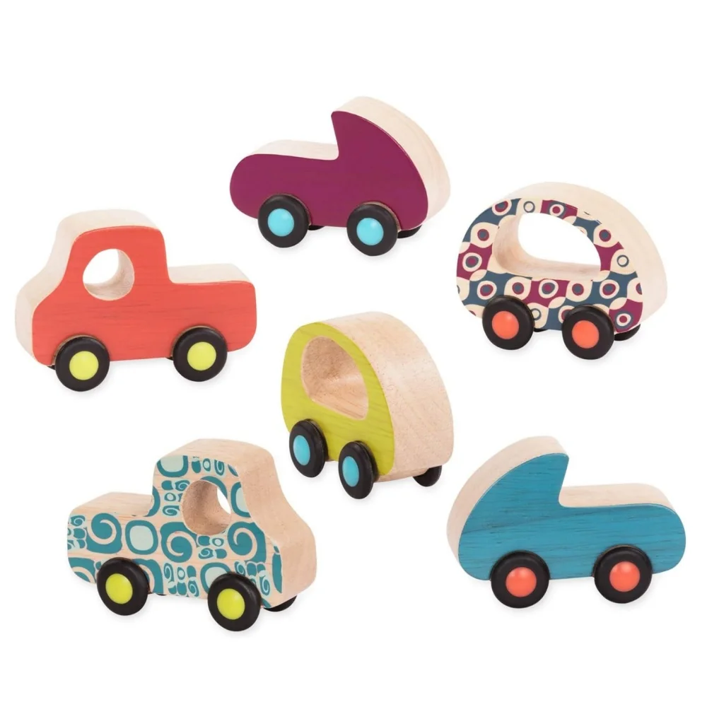 Custom Shape Little Wooden Toy Cars Colorful Car Play Set for Kids