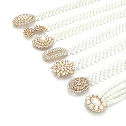 Женское платье с многорядной цепочкой, украшенной бриллиантами, украшенное жемчугом на эластичном поясе с бусинами