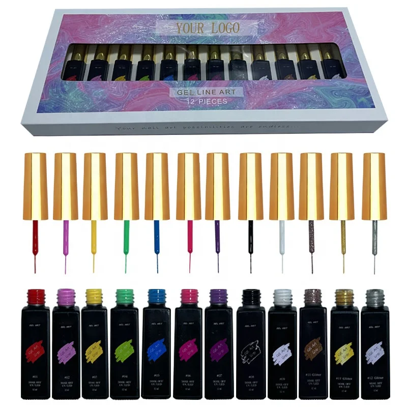 2023 new product 12 colors set gel liner nail art painting gel for nail art gel liner