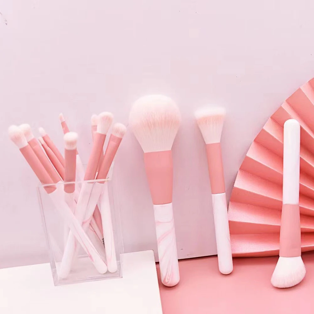 Wholesale Custom Charm Sky Blue 12pcs Makeup Brush Set Portable Daily Style With Packaging