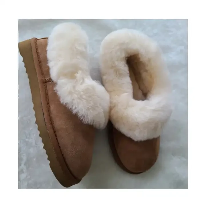 New Fashion Boot Australia Lamb Fur Short Winter Snow Sheepskin Slippers Women Real Wool
