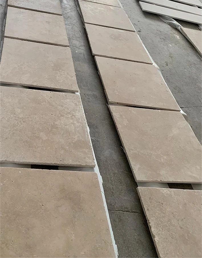 2024 Hot Sale Good Price Modern Custom Tumbled Travertine Mosaic Tiles Outdoor Hotel Projects Garage Floor Tiles Graphic Design