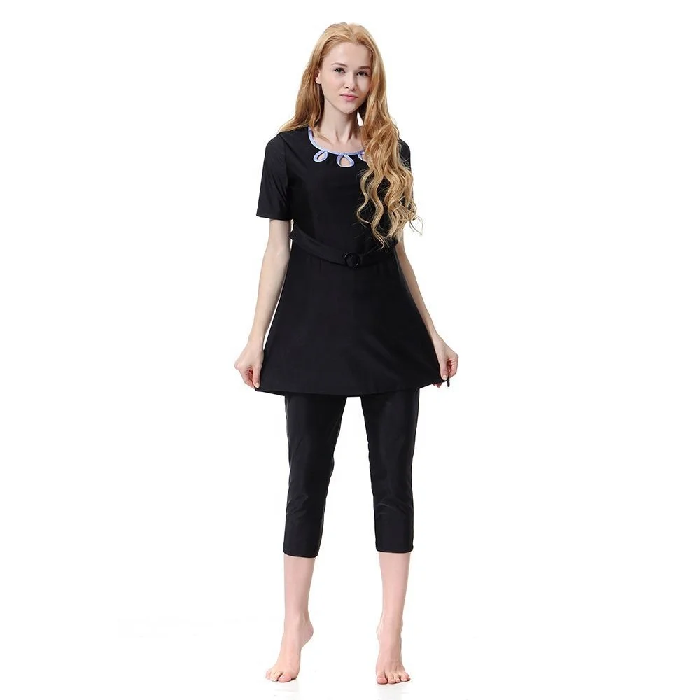 Factory sells short-sleeved waist-type long swimwear skirt for muslim swimwear women
