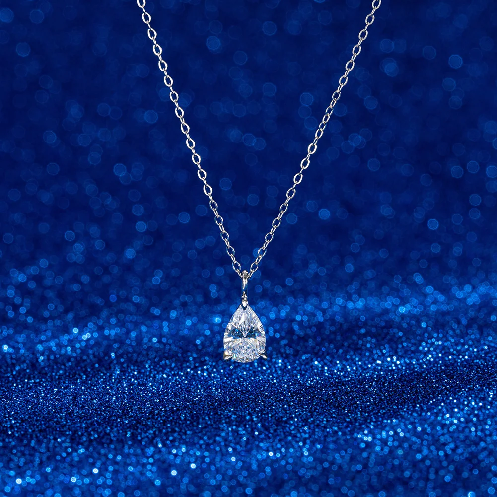 LZN04 RINNTIN Tiny Pendant Necklace Custom Jewelry Necklace 925 Silver Water Drop 8A Premium Cubic Zirconia Necklaces