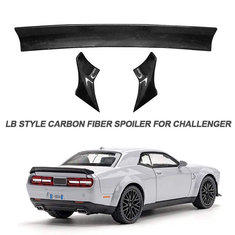 LB Style 3K Real Carbon Fiber Rear Spoiler For Dodge Challenger FRP Ducktail Trunk Wing Body kits Car Parts