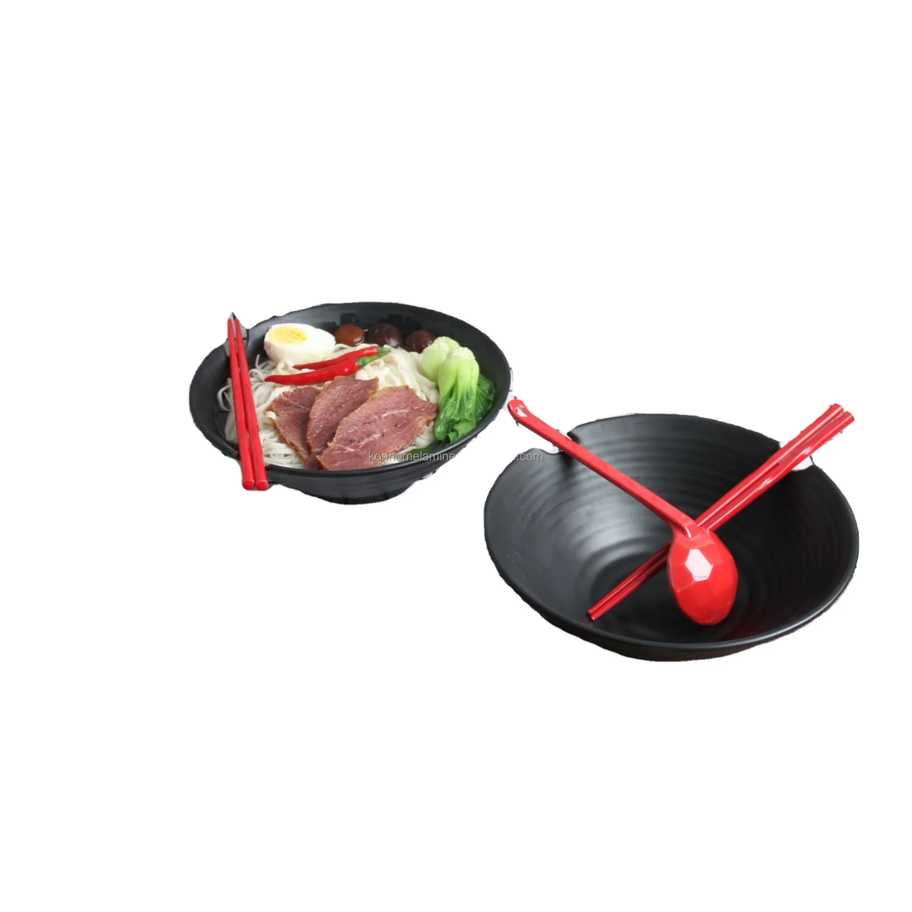 16 PC Restaurant Quality Large Melamine Ramen Bowls Spoon Complete Dinnerware Set with Chopsticks Korean Thai Miso Udon Pho bowl