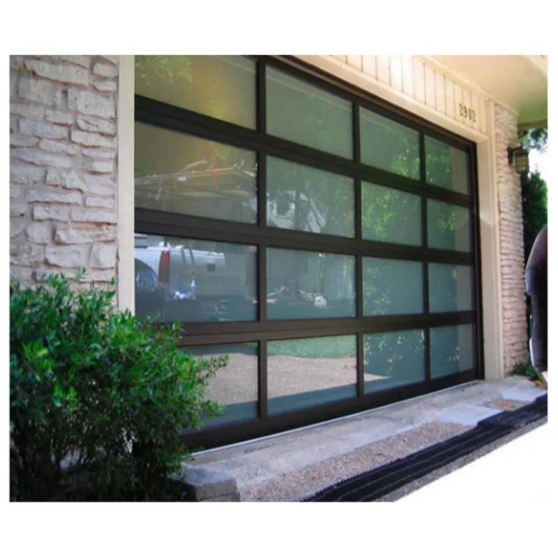 Remote Control Automatic Electric Soundproof Perspective Turning Plate Aluminum Frame Plastic Plate  Glass Garage Door