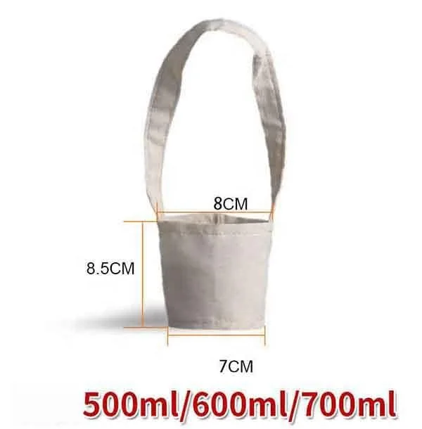 Environment Friendly customized reusable cotton Cup Sleeve for bubble tea with long strap