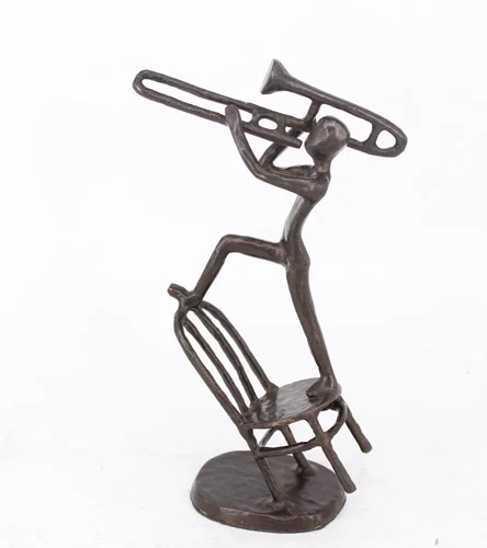 Small bronze statue sculpture  musician violin piano music dancer for home  decor