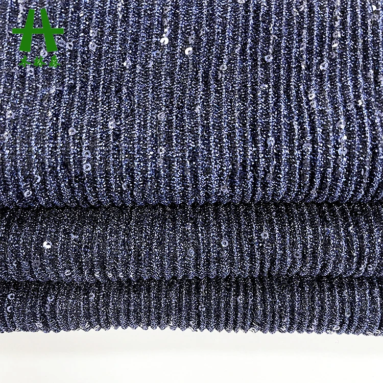 Mulinsen Textile Best Price Lurex Knit Sewing Embroidering Goffer Fabric with Sequined Polyester