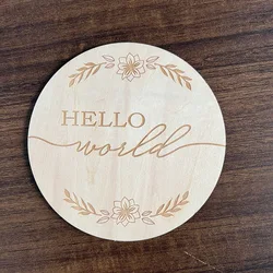 Hello World Wooden Card Newborn Growth Record Card Newborn Baby Age Achievement Milestone Card