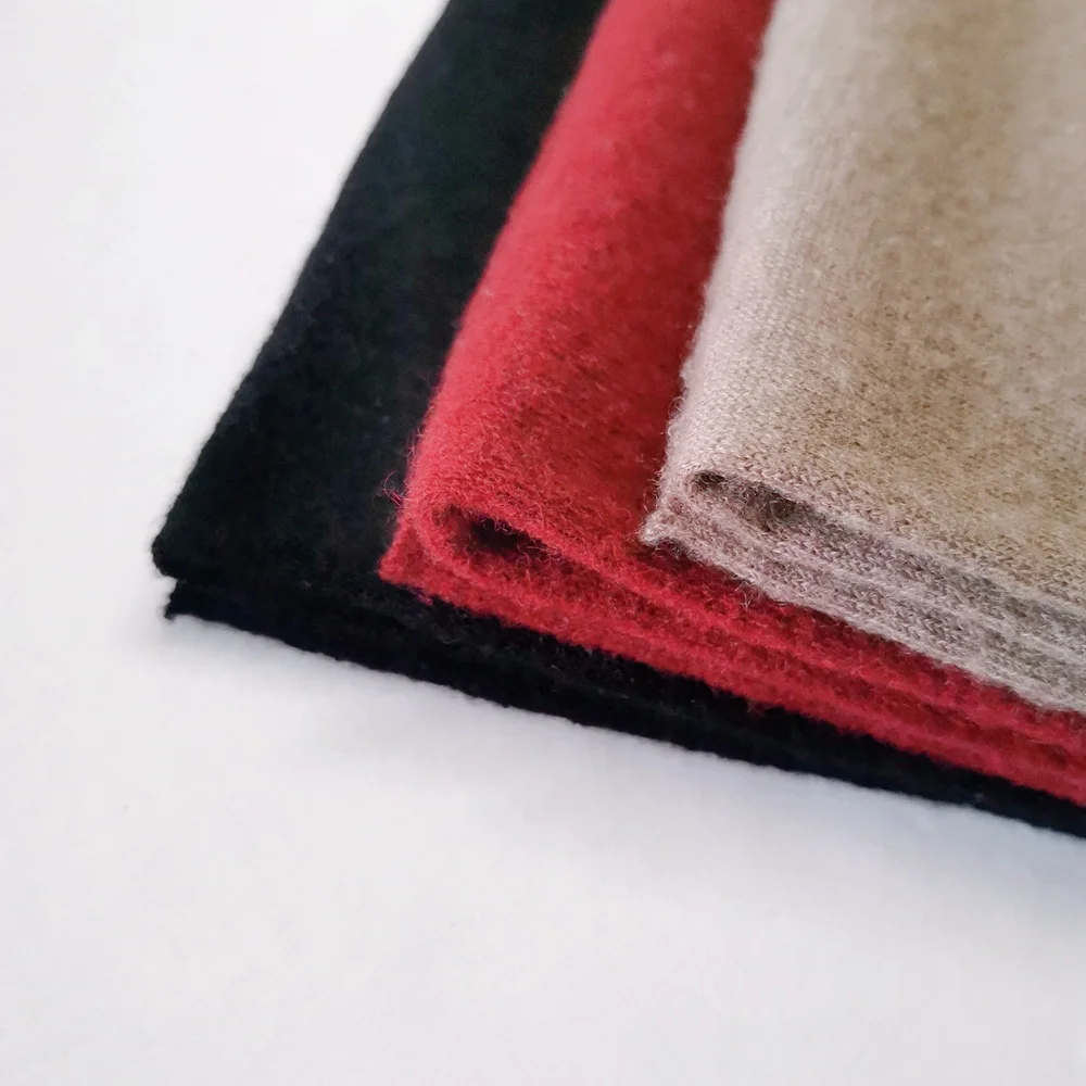 Luxury raw material 100%  pure Cashmere jersey fleece fabric knitting textile fabric for clothing home textile