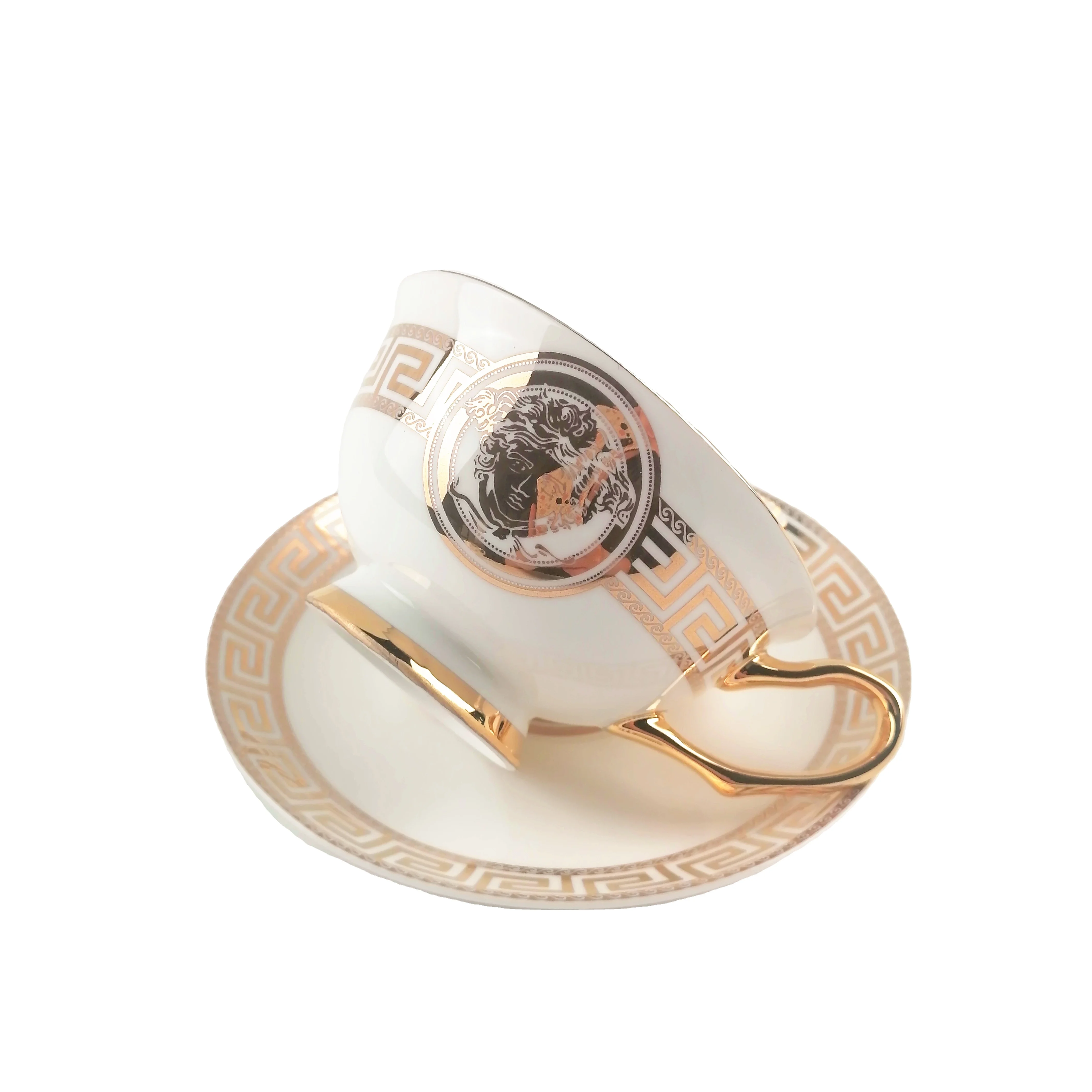 Luxury Golden Cup And Saucer Royal Style Fine Bone China Tea Cups