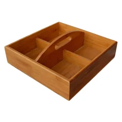 4 divided sections coffee tea bag food spice fruit palette office bar collection cutlery box storage organizer caddy with handle