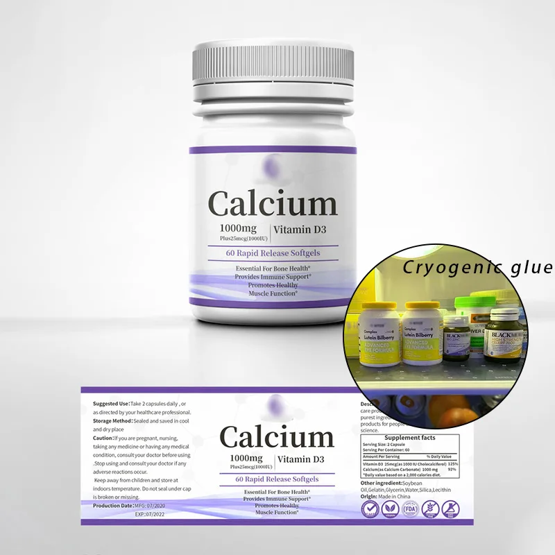 Customize Bulk Powder Protein Supplement Private Label Printing Adhesive Bright Silver Bopp Spot Uv Labels For Bottle