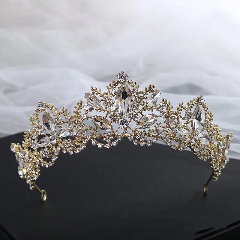 Party wedding Christmas Halloween Crown Rhinestone red crystal Colorful ball Performance Birthday Headdress Tiara