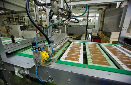 Chocolate bar Mars Kitkat production line