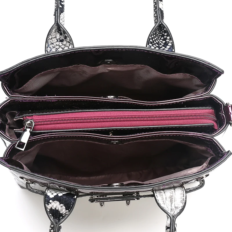 JIANUO promotional faux leather bags handbag set 3 in 1 big size ladies set bag