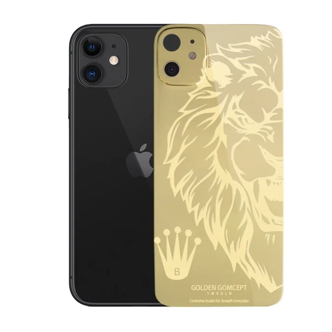 Cr PMMA 24KT Gold Mobile Phone Skin Sticker For iPhone 13 12 Pro Max Lens Screen Protector Gold Back Full Sticker Film