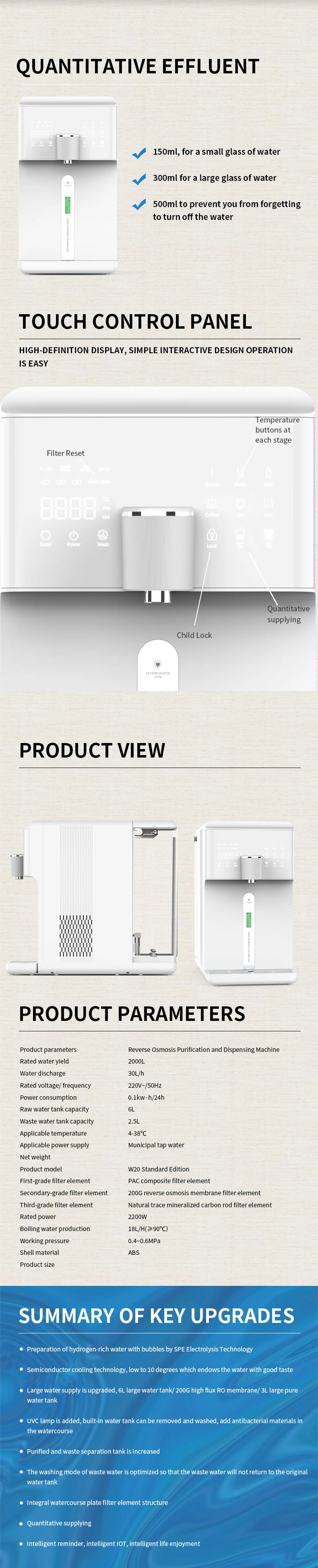 Ro Booster Pump 200 GPD Portable Water Dispenser Pump Hot Cold Water Purifier Hydrogen Water