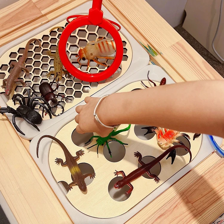 9 pcs of  a set Montessori Wood  Kitchen Insert Stove top Insert Grill Top Small Insert acrylic mirror for Trofast Bin