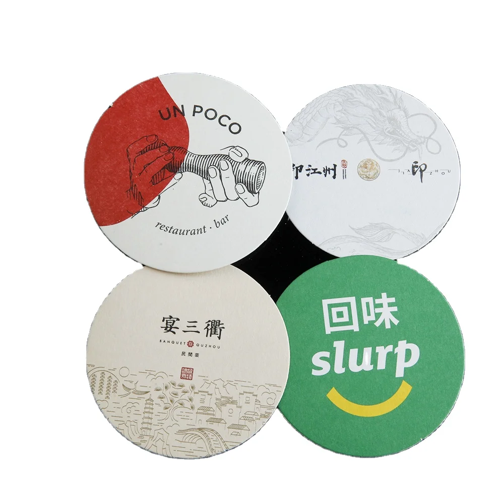 Factory price wholesale custom home bar hotel absorbent disposable paper beer coaster for sale
