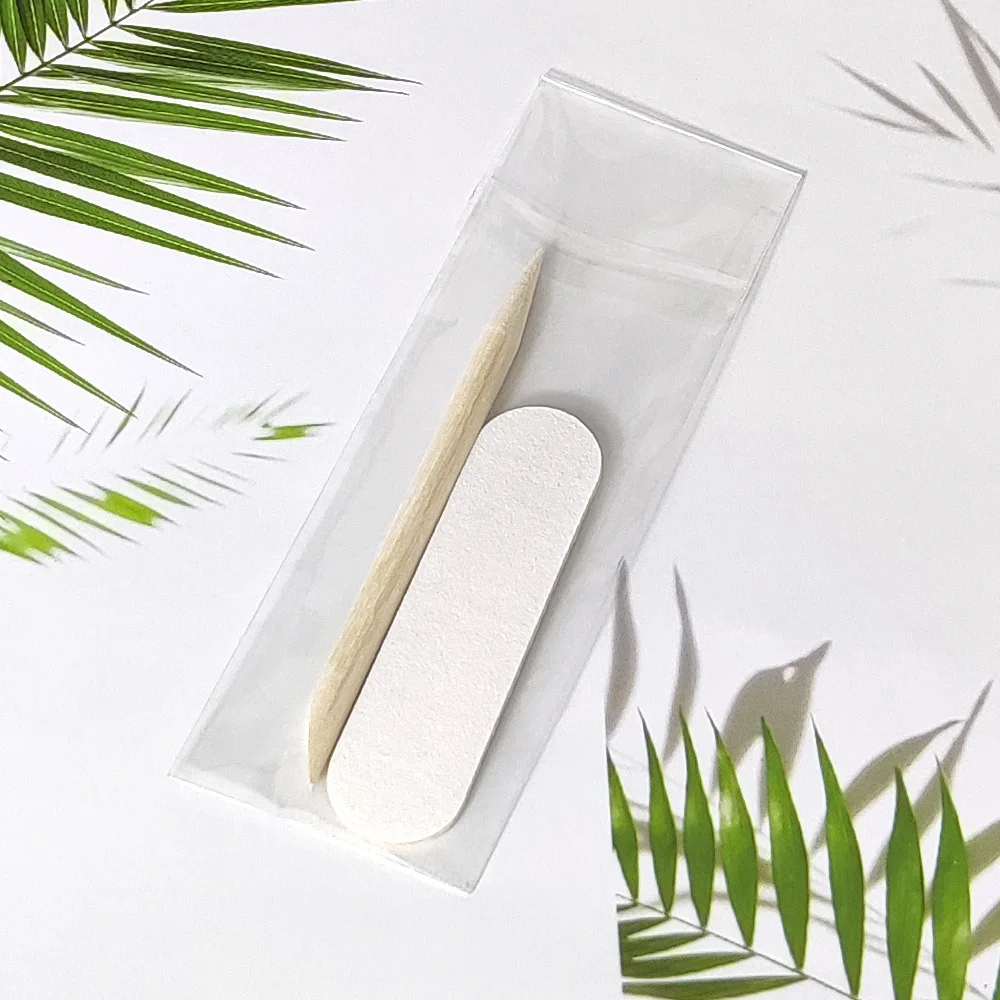 New Product Customized Printing Logo Professional Manicure Tool Mini Nail File And Orange Wood Stick Set For Nails