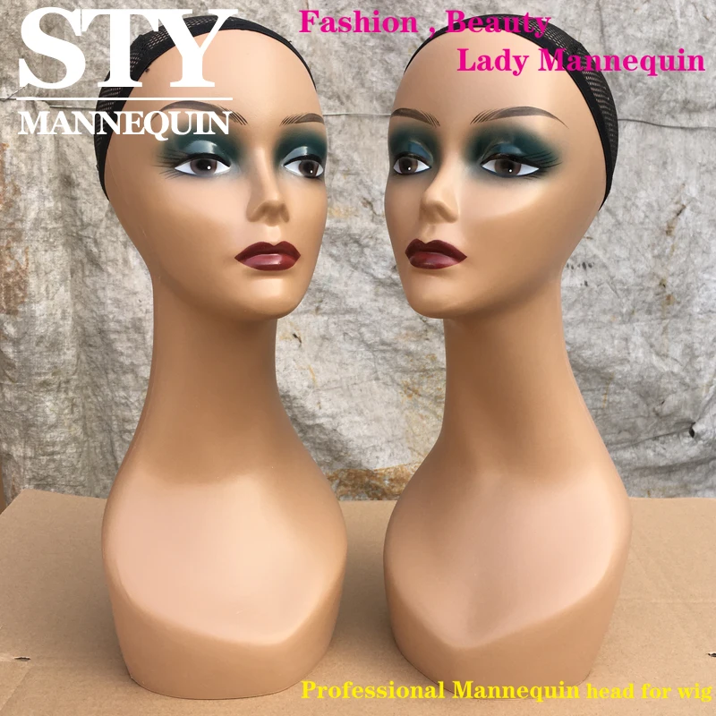 brown skin mannequin head head female mannequin mannequin head with makeup Green eye shadow
