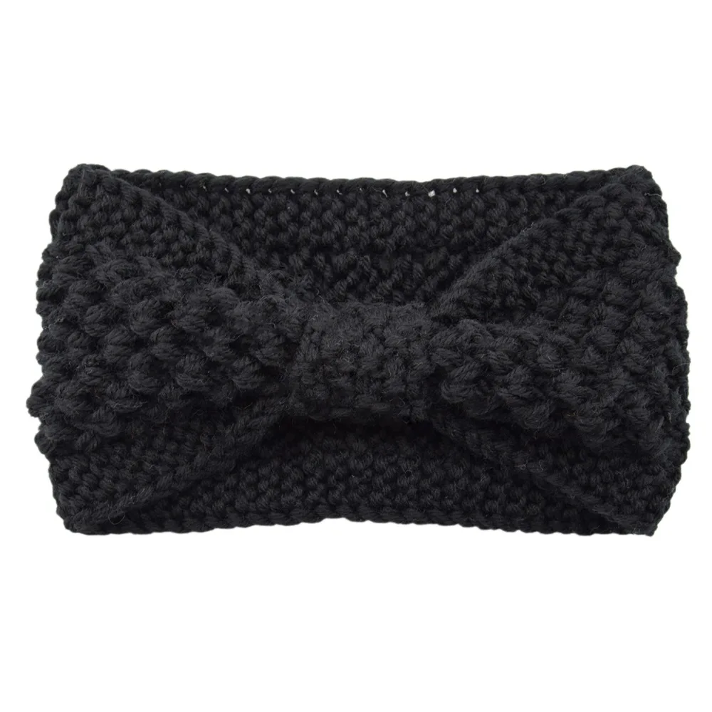 European And American Knitted Wool Bowknot Hair Band Sports Headband Ear Protection Headgear Handmade Hair Accessories