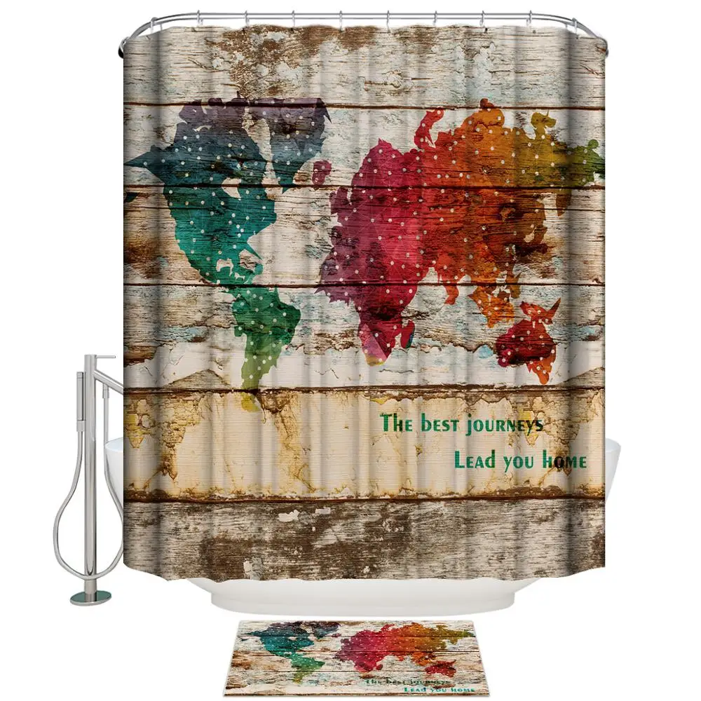 personalized kids free hooks shower curtain bathroom set world map