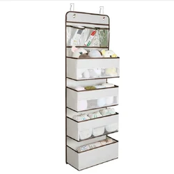 Door Hanging Organizer Closet Cabinet Baby Storage with 4 Large Pockets and 3 Small PVC Pockets for Cosmetics,Toys,Nursery