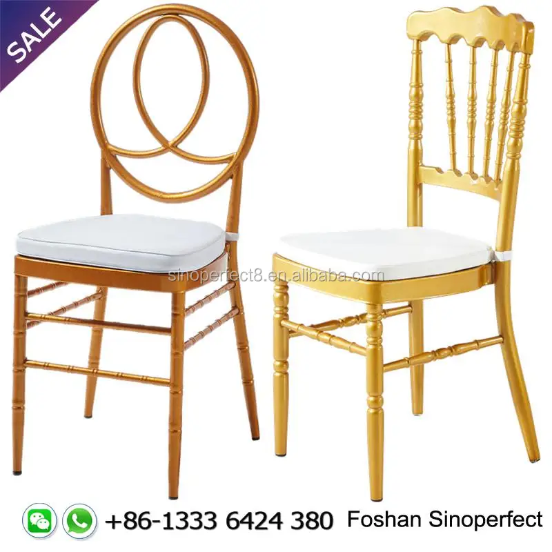 Wholesale metal steel gold white tiffanychairs with seat pillow