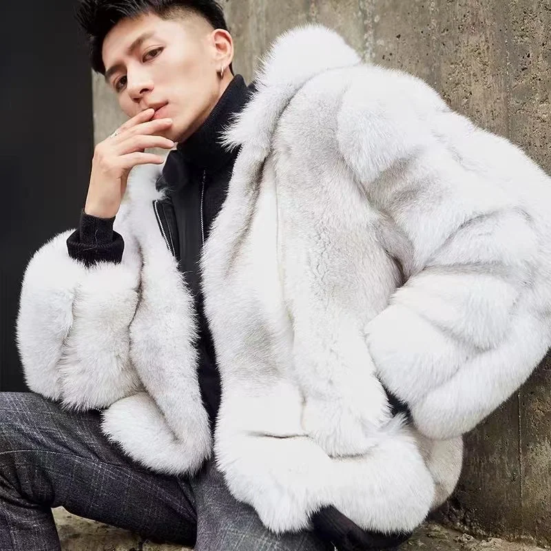 Мужская шуба из меха лисы