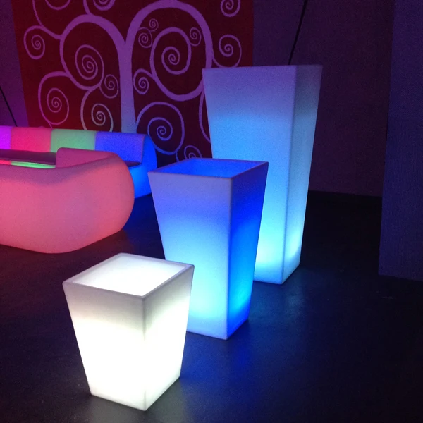 Foshan Wholesale Rectangular Hotel Garden Decorative Plastic Lighting Led Flower Pot