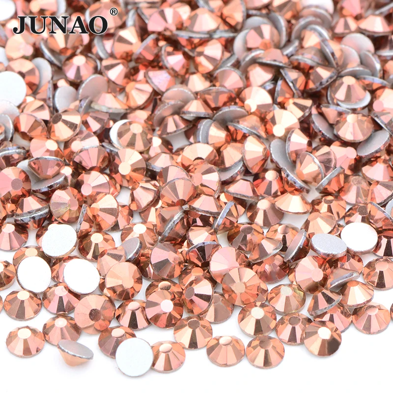 JUNAO Hot Sale SS8 SS10 SS12 SS16 Glass Crystal Stones Rhinestones Wholesale Half Round Nail Salon Flatback Round Rhinestones