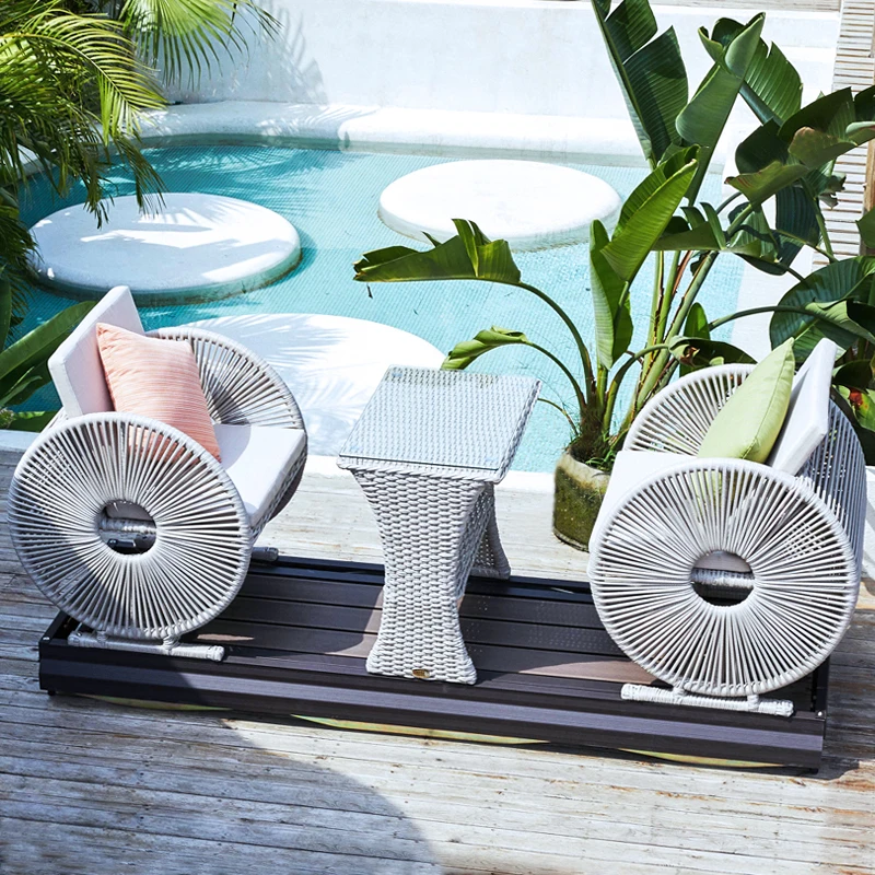 Outdoor Garden Rattan Furniture Patio Swings With Table villa Rattan Swing Chair